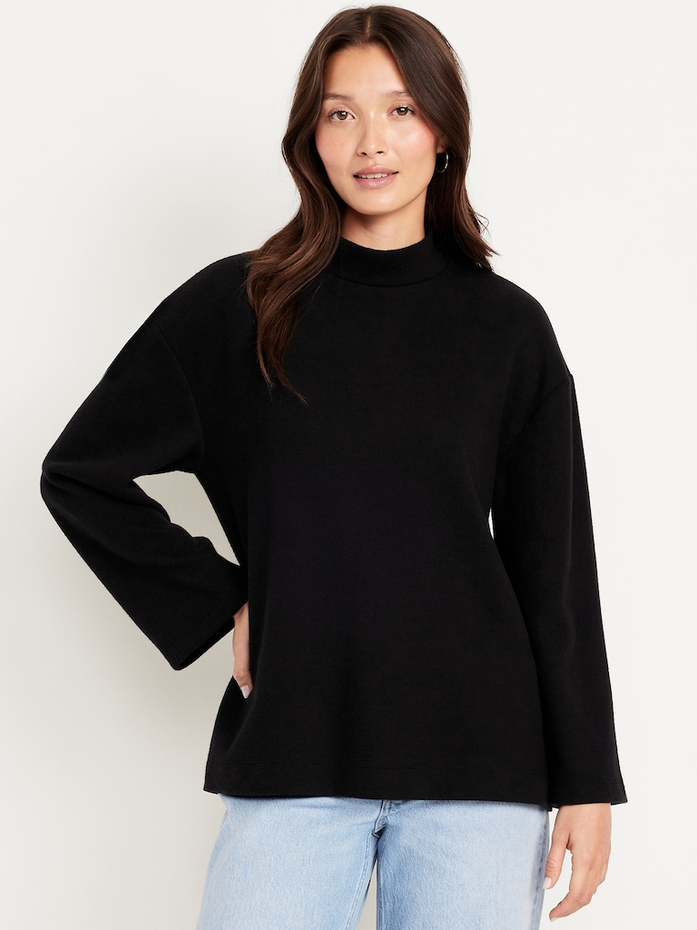 Cozy Mock-Neck Tunic Sweater
