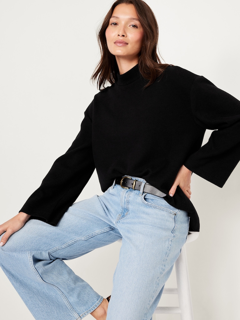 Cozy Mock-Neck Tunic Sweater