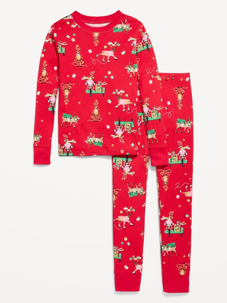 Gender-Neutral Snug-Fit Graphic Pajama Set for Kids