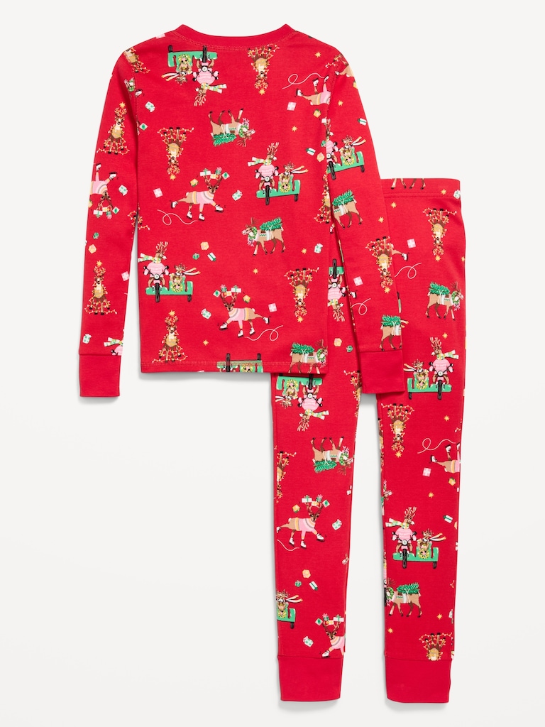 Gender-Neutral Snug-Fit Graphic Pajama Set for Kids