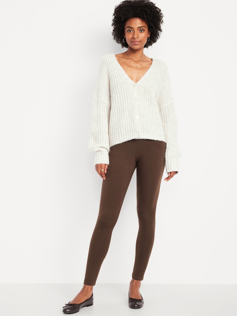 High-Waisted Fleece-Lined Ankle Leggings
