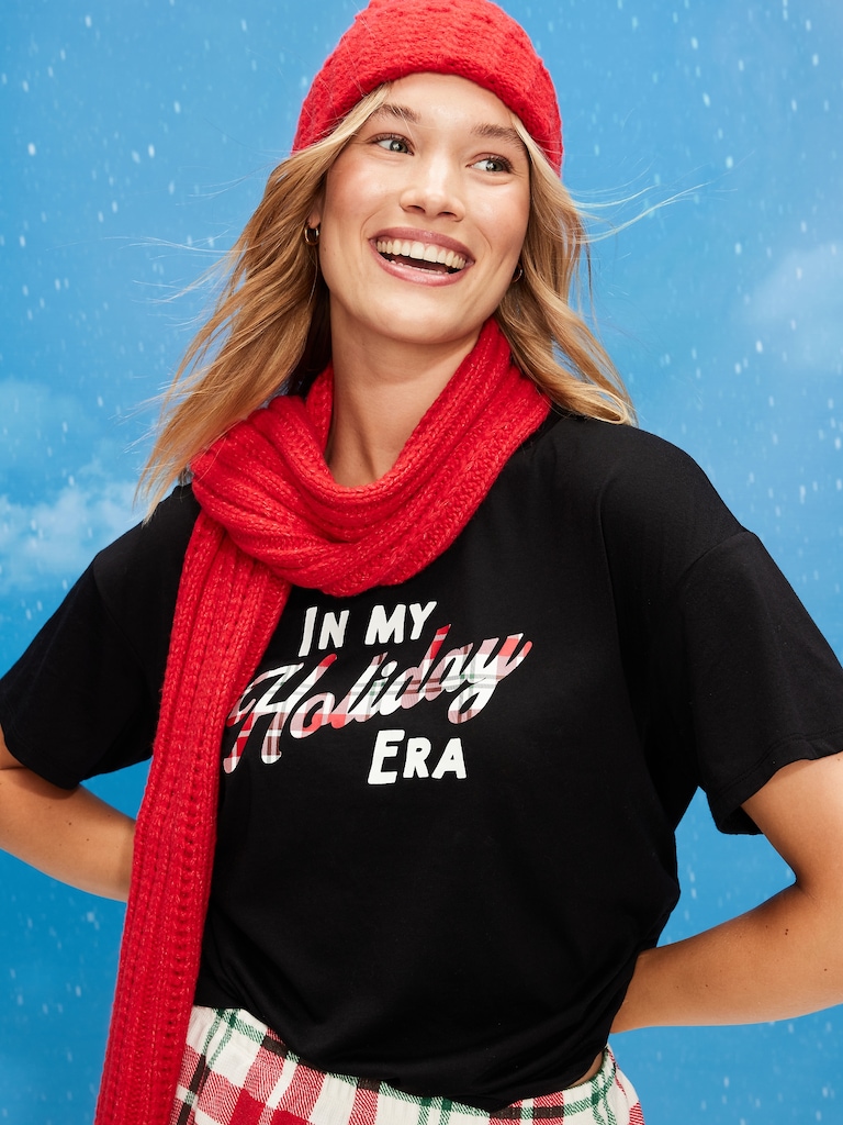 Holiday-Graphic Crew-Neck T-Shirt for Women