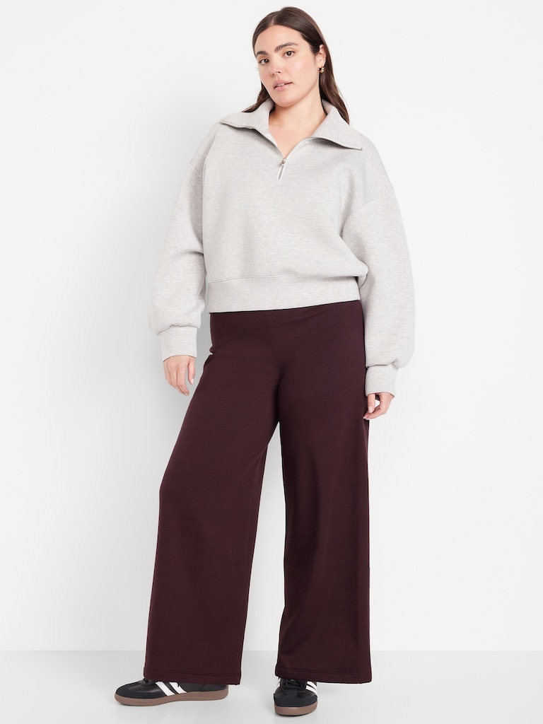 High-Waisted Fleece-Lined Super Wide-Leg Pants