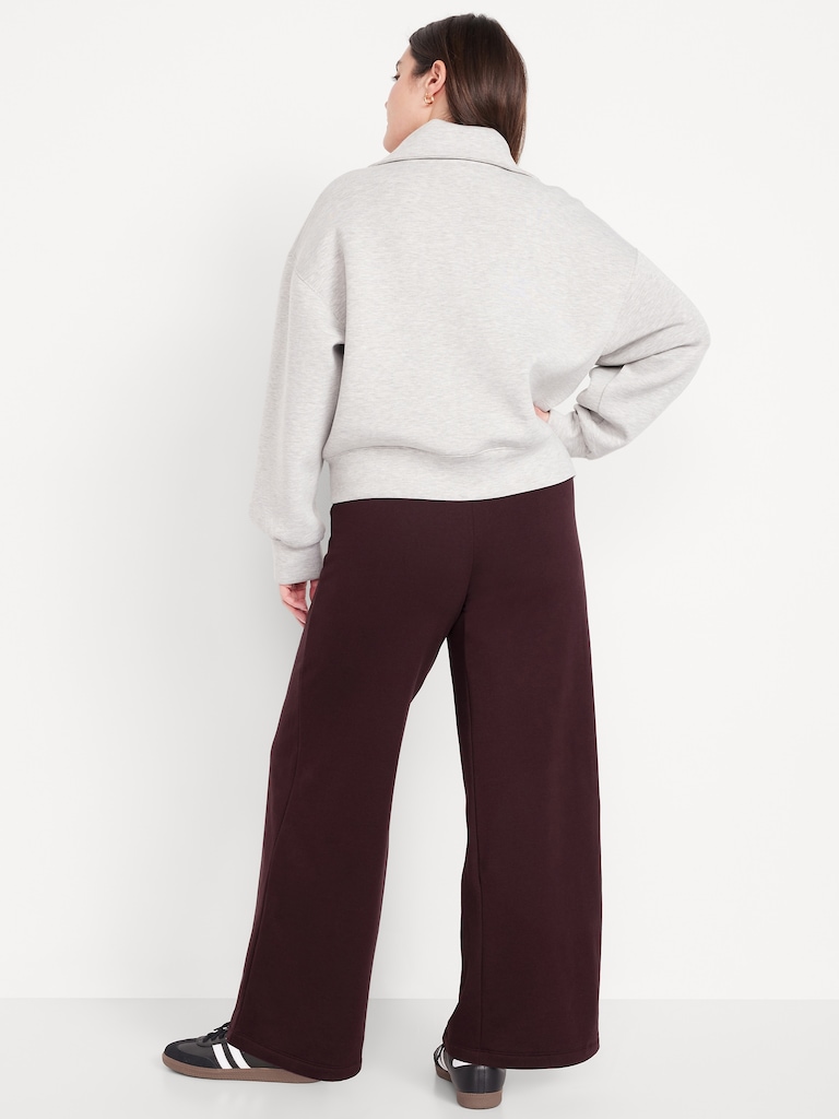 High-Waisted Fleece-Lined Super Wide-Leg Pants