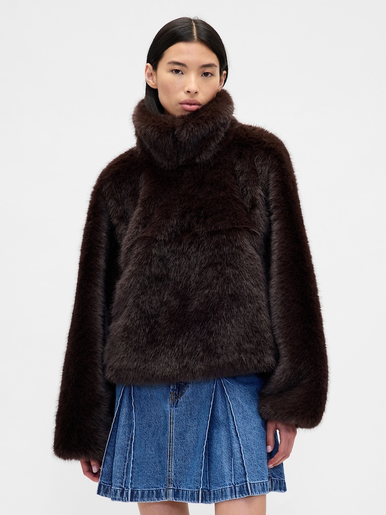 Gap × Sandy Liang Vegan Fur Half-Zip Pullover