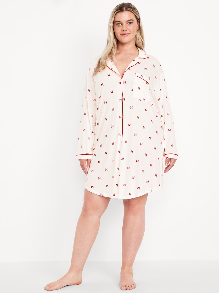 Long-Sleeve Knit Sleep Shirt