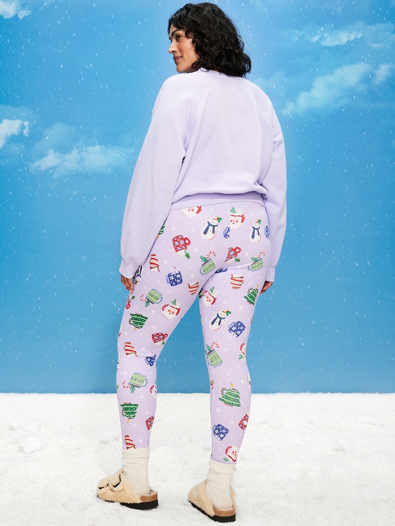 High-Waisted Printed Waffle Pajama Leggings for Women