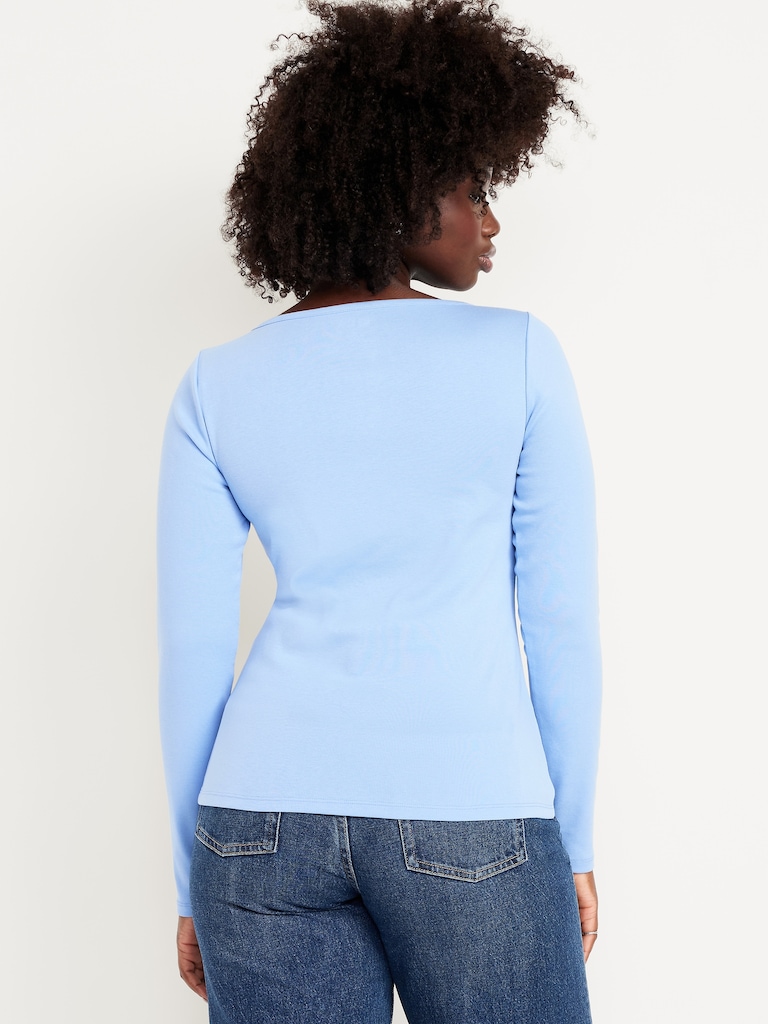 Snug Long-Sleeve Boatneck T-Shirt