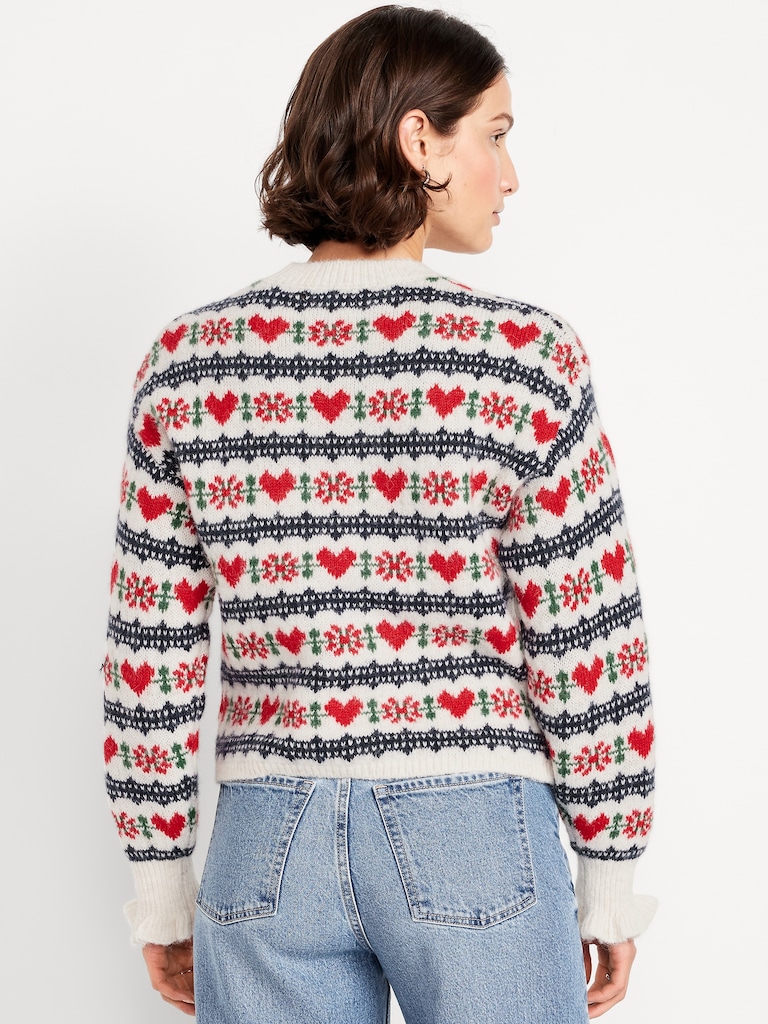 Loose Crew-Neck Wool-Blend Cropped Sweater