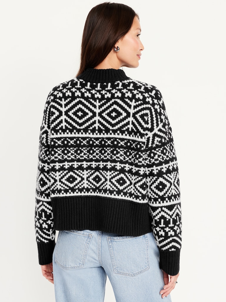 SoSoft Mock-Neck Fair Isle Sweater