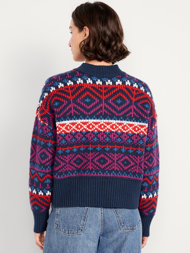 SoSoft Mock-Neck Fair Isle Sweater
