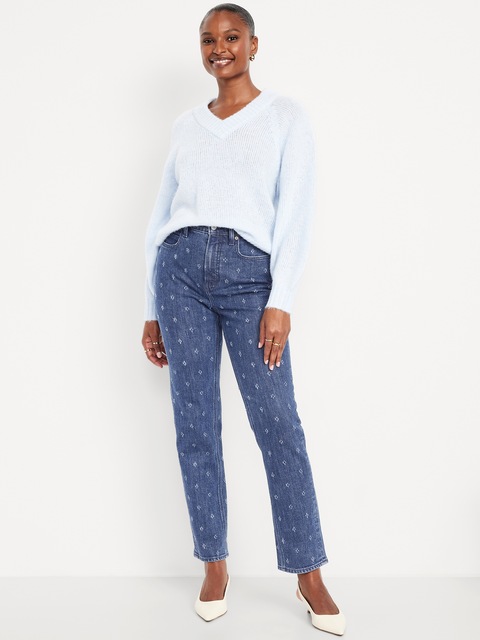 Jeans Droit Taille Haute Femme - Denim Décontracté Oversize, Pantalon Confortable