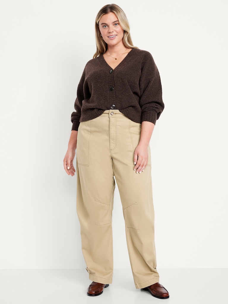 Mid-Rise Twill Barrel Pants
