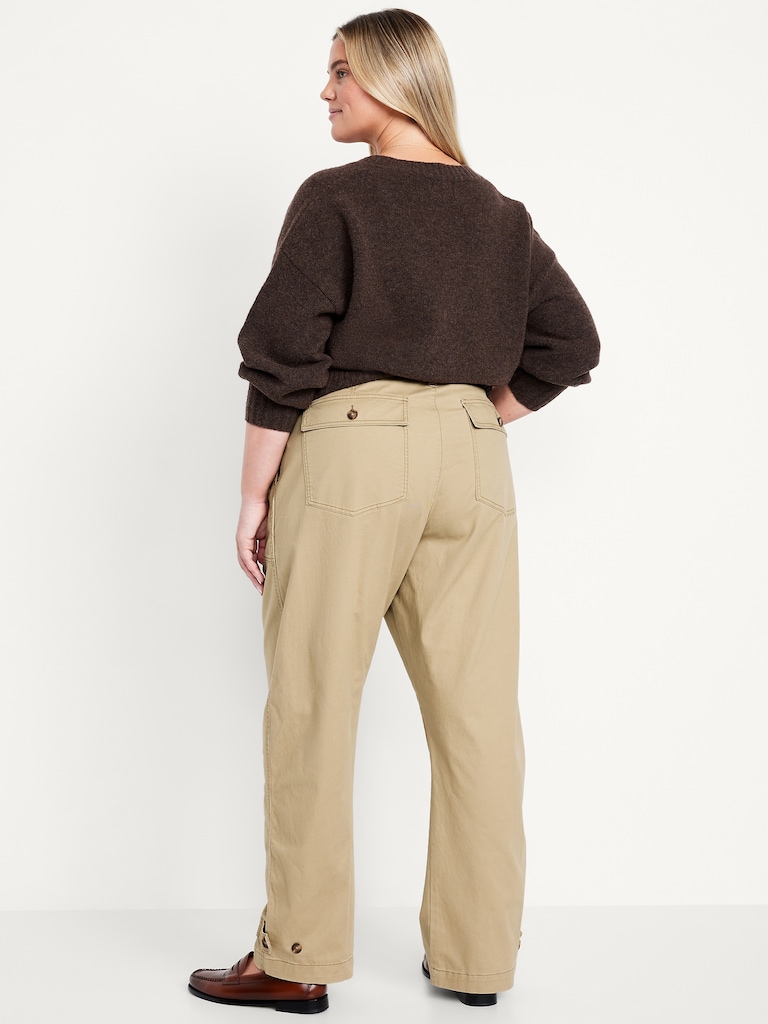 Mid-Rise Twill Barrel Pants