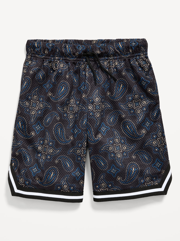Printed Mesh Basketball Shorts for Boys (At Knee)