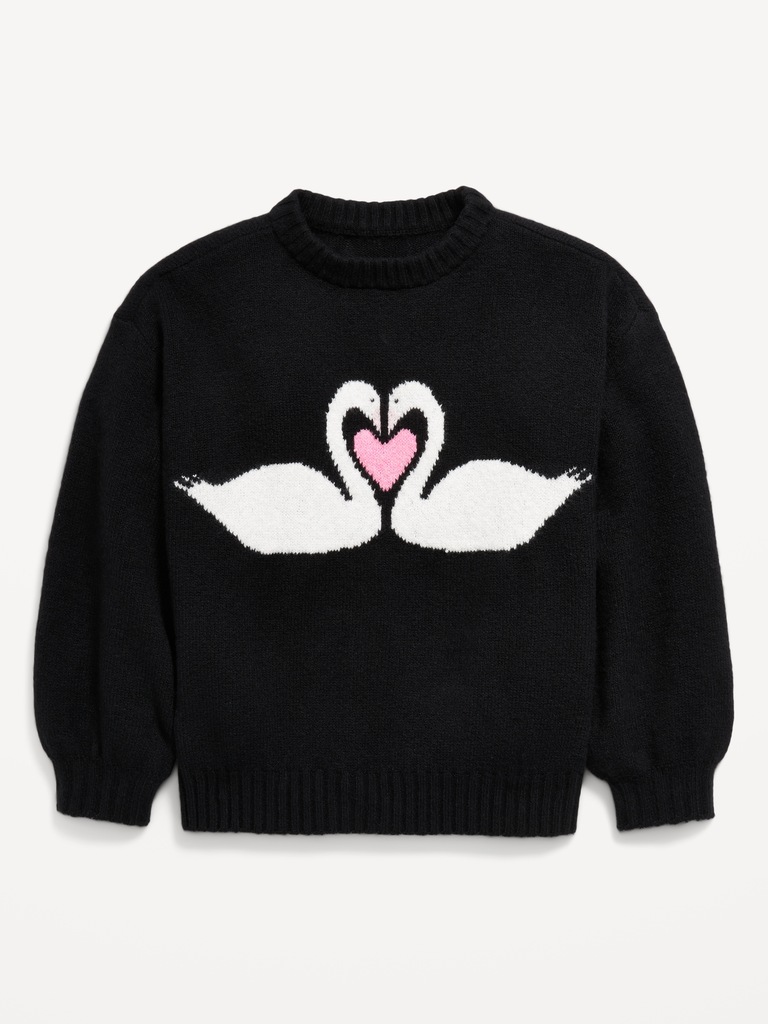 Oversized Valentine's Day Graphic Sweater for Girls