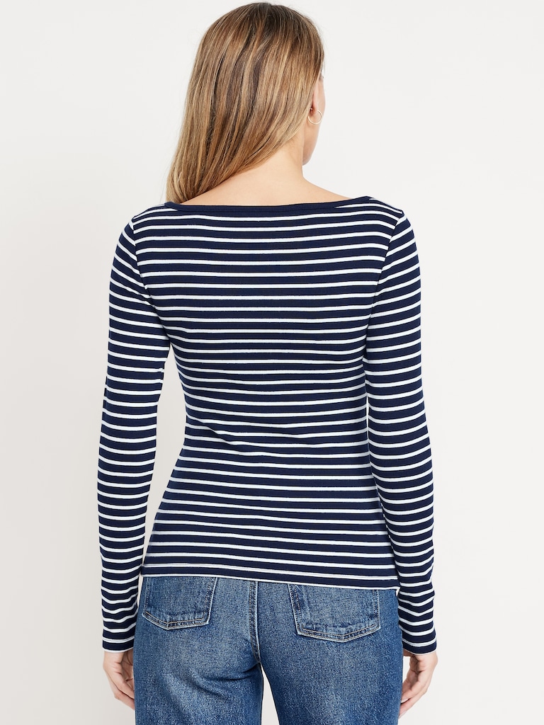 Snug Long-Sleeve Boatneck T-Shirt