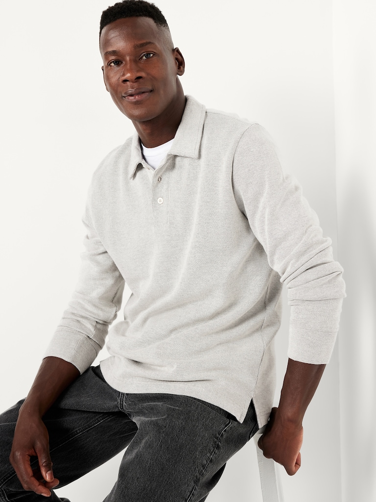 Long-Sleeve French Rib Polo