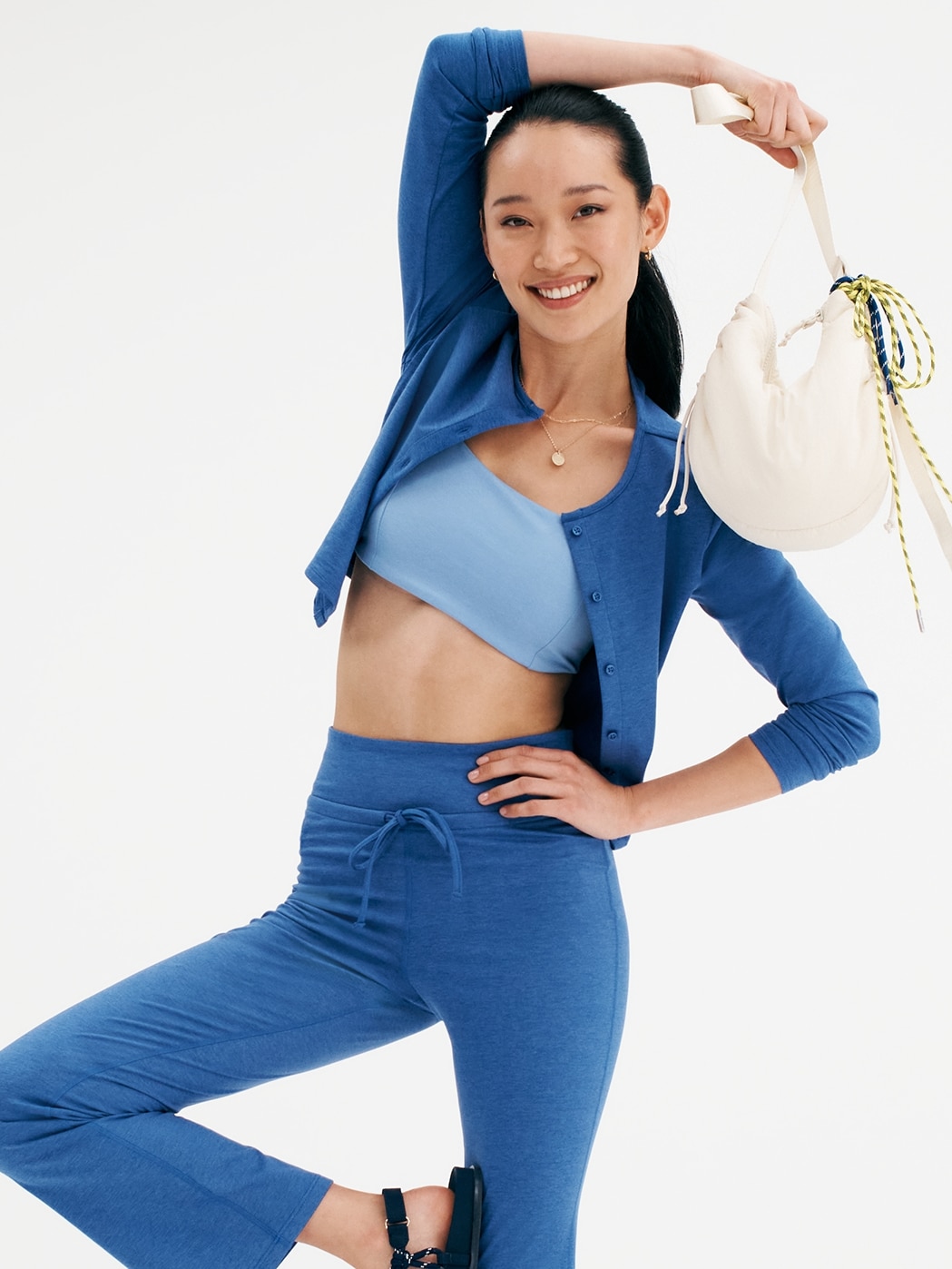 High-Neck Jean Peplum Top