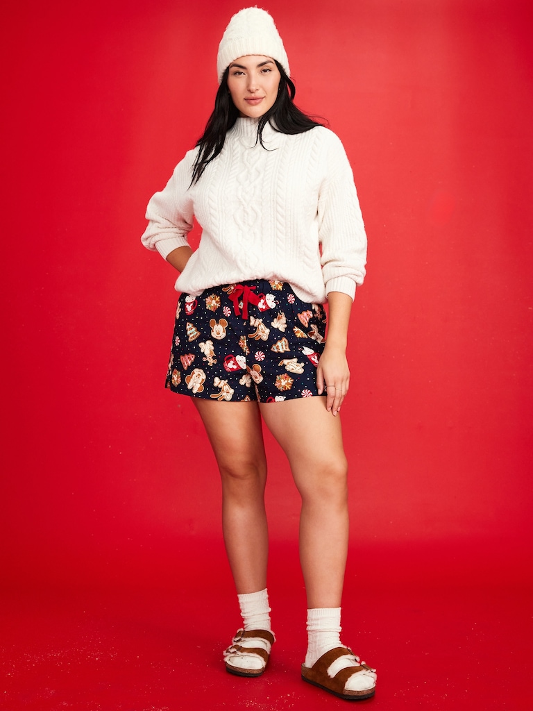 Old Navy x Disney Mickey Mouse & Friends Printed Flannel Boxer Shorts for Women