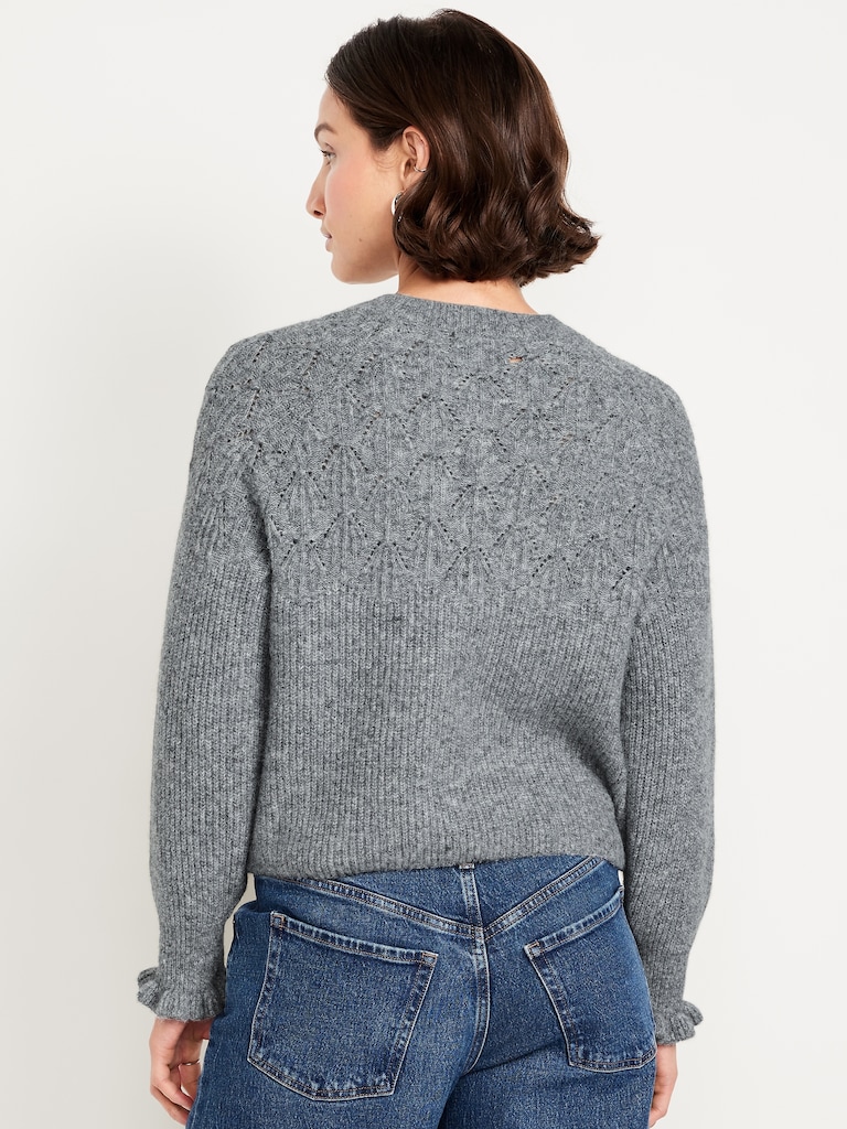 Loose Crew-Neck Cropped Sweater