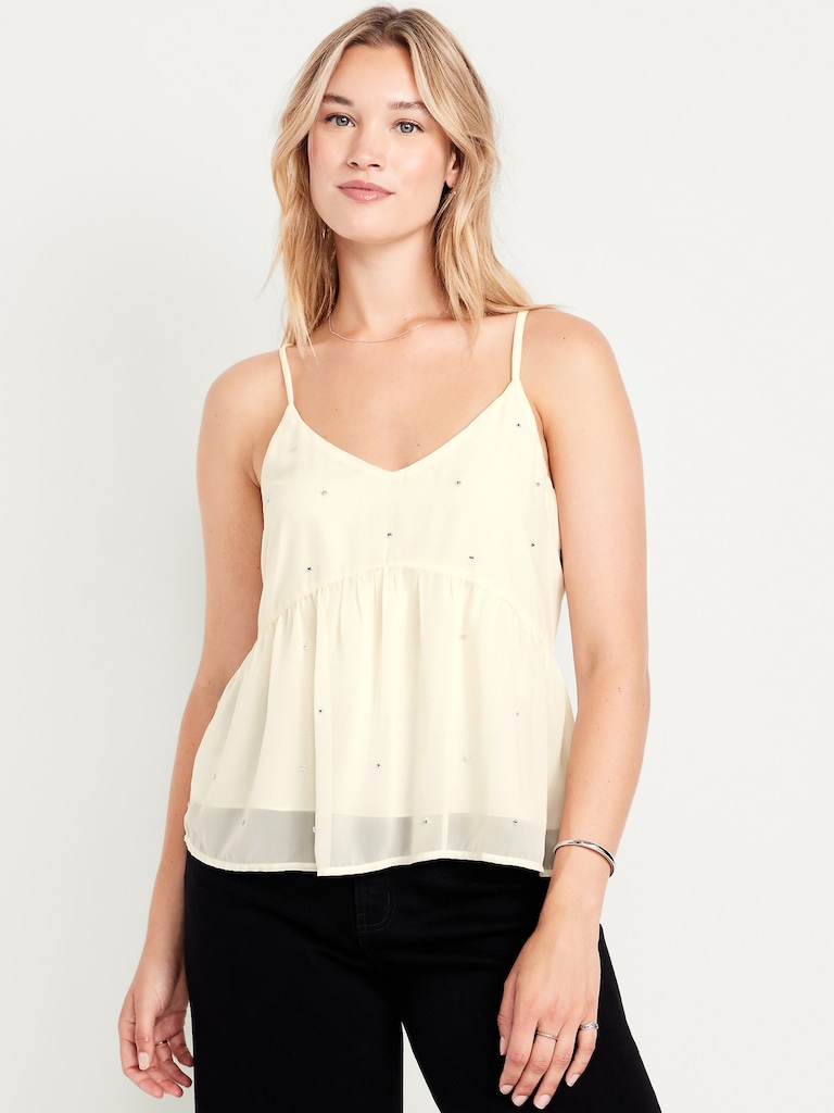 Embellished Cami Peplum Top