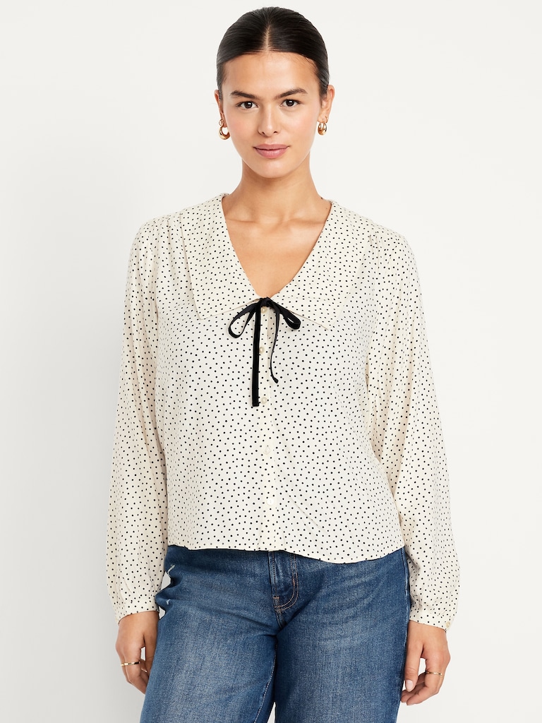 Crepe Button-Down Top