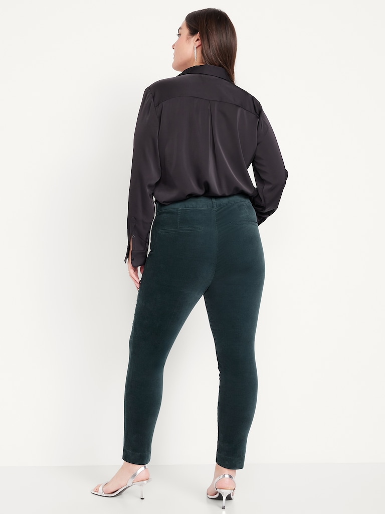 High-Waisted Velvet Pixie Skinny Ankle Pants
