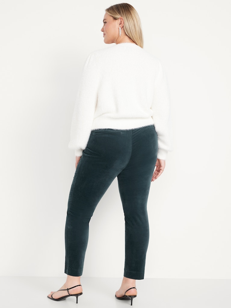 High-Waisted Velvet Pixie Skinny Ankle Pants