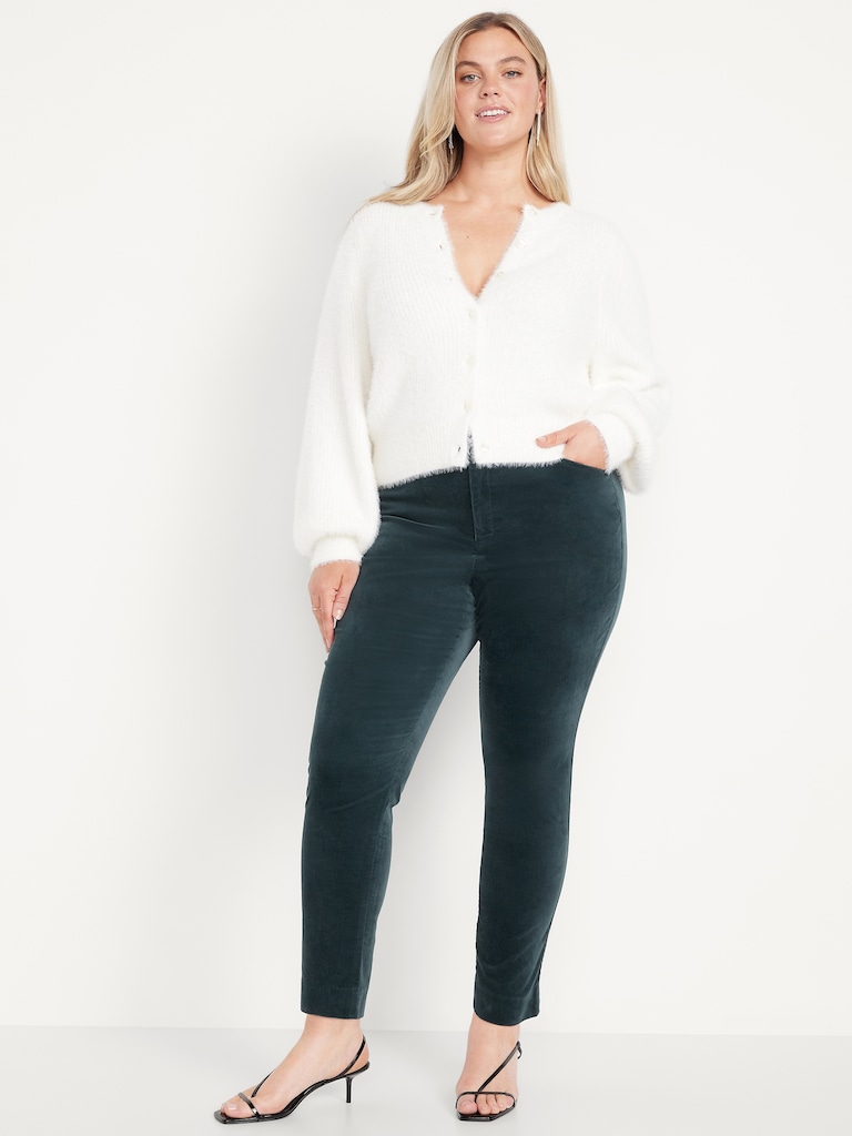 High-Waisted Velvet Pixie Skinny Ankle Pants