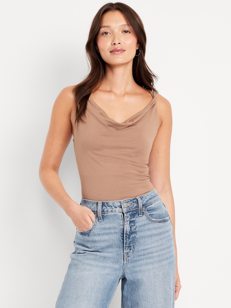 Cowl-Neck Twist-Strap Top