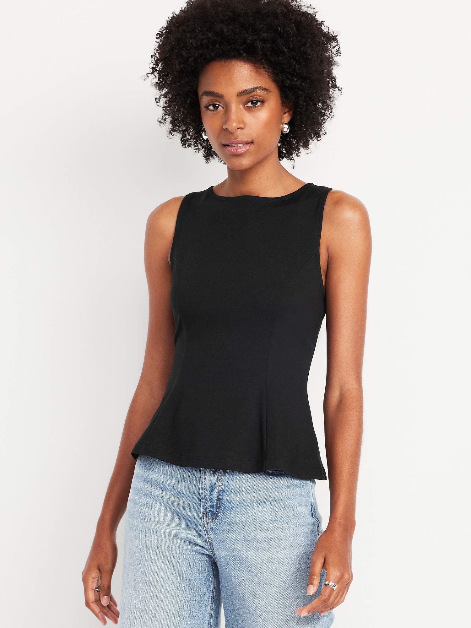 V-Neck Button-Down Crepe Top