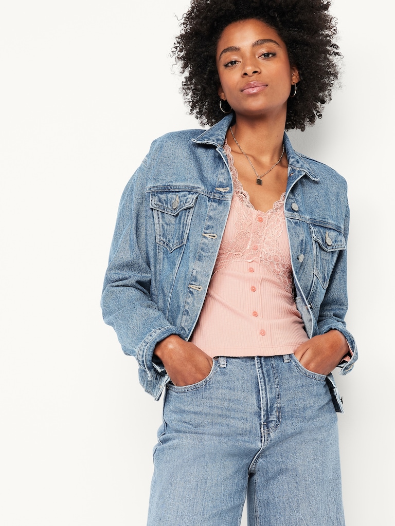 Lace-Trim V-Neck Ribbed Top