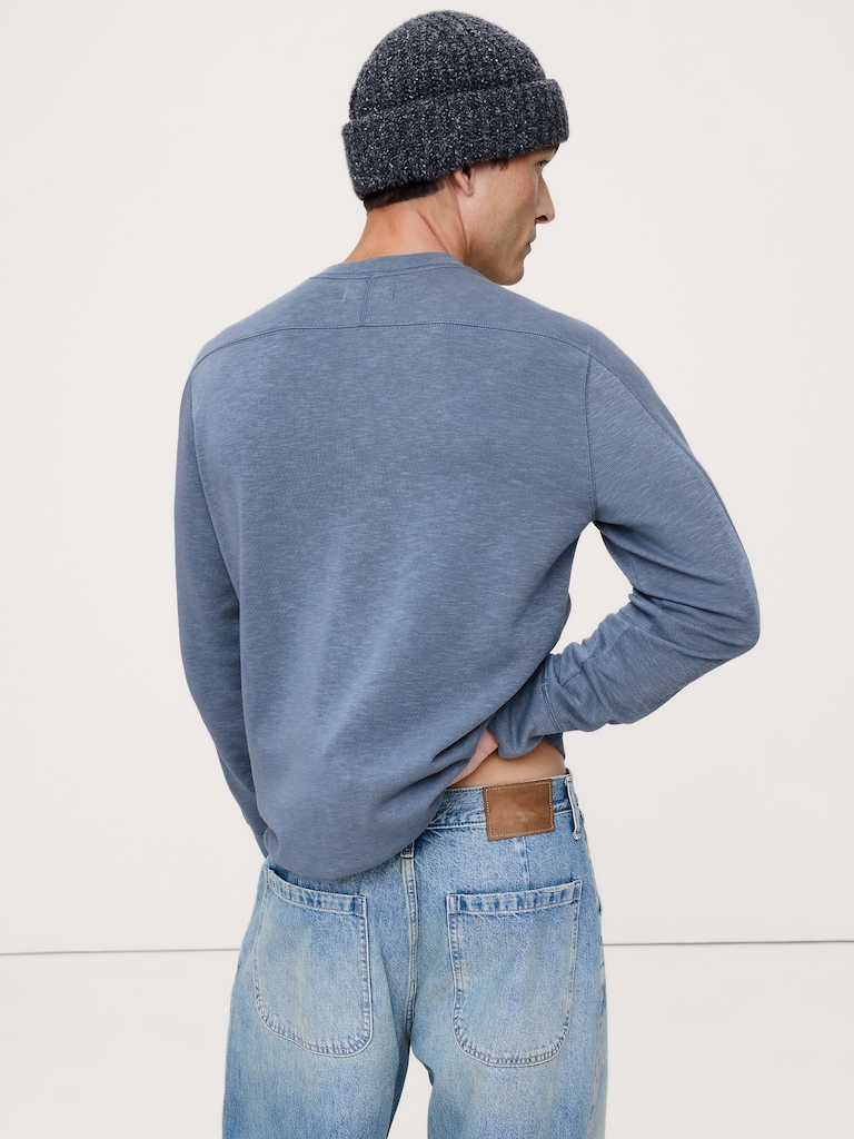 Slub Double-Knit Henley T-Shirt