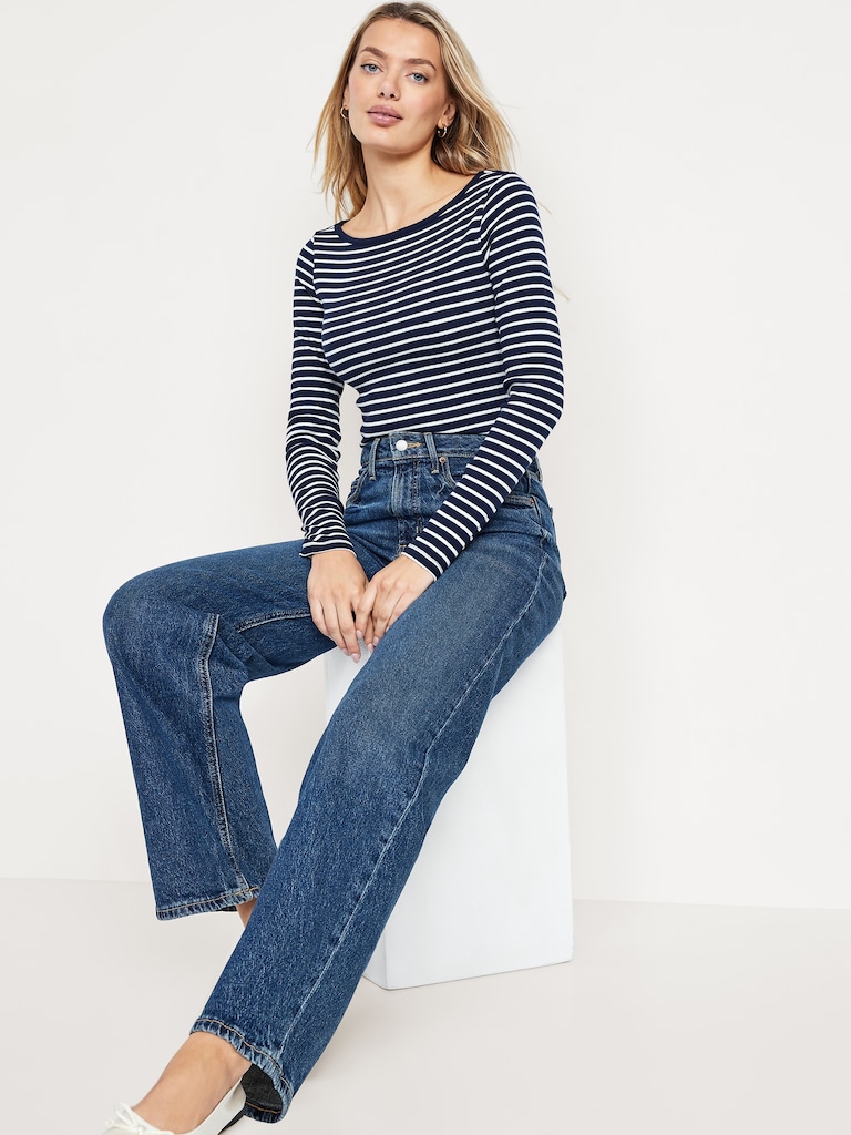 Snug Long-Sleeve Boatneck T-Shirt