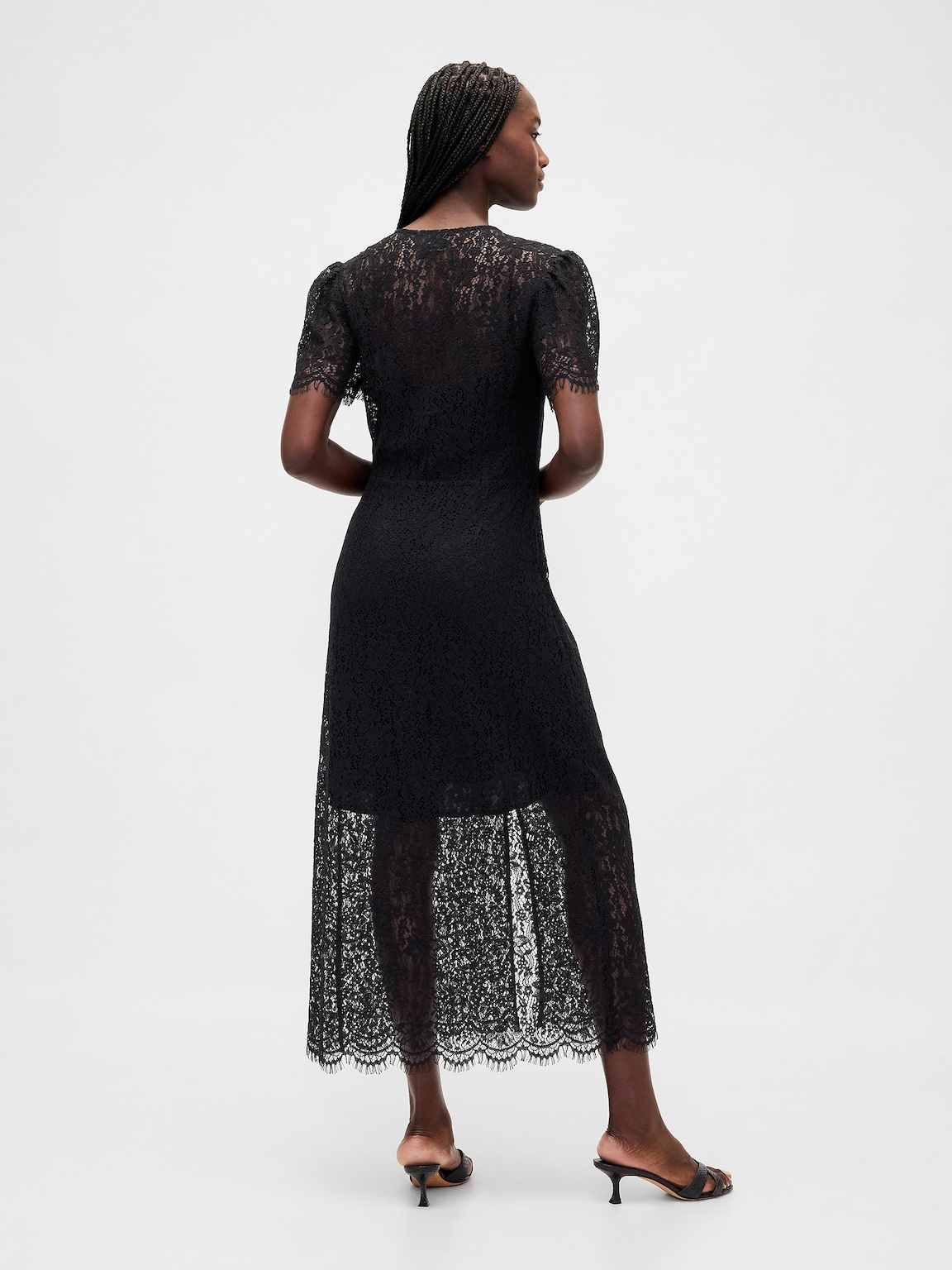 Lace V-Neck Midi Dress