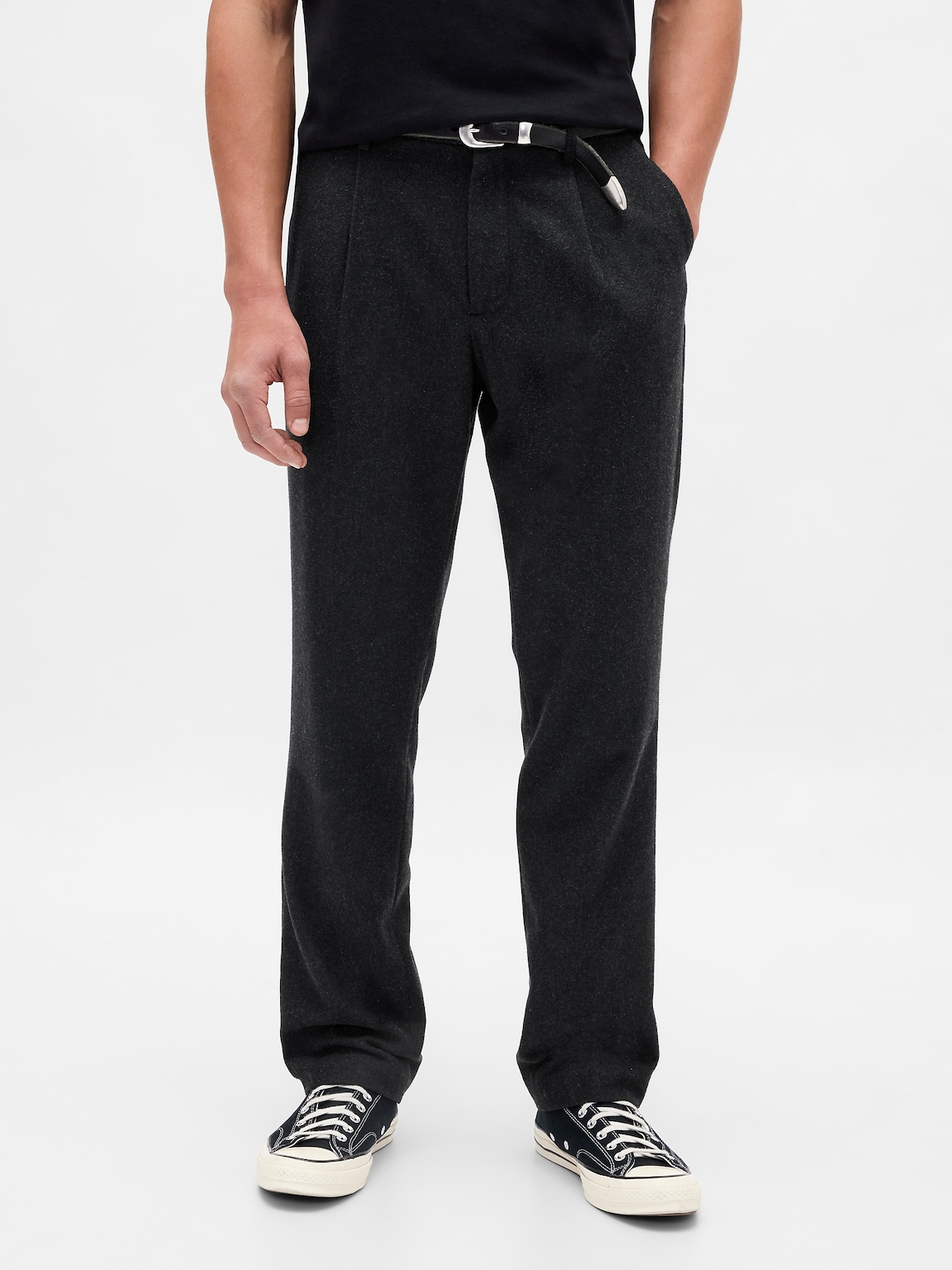 Wool-Blend Relaxed Straight Trousers