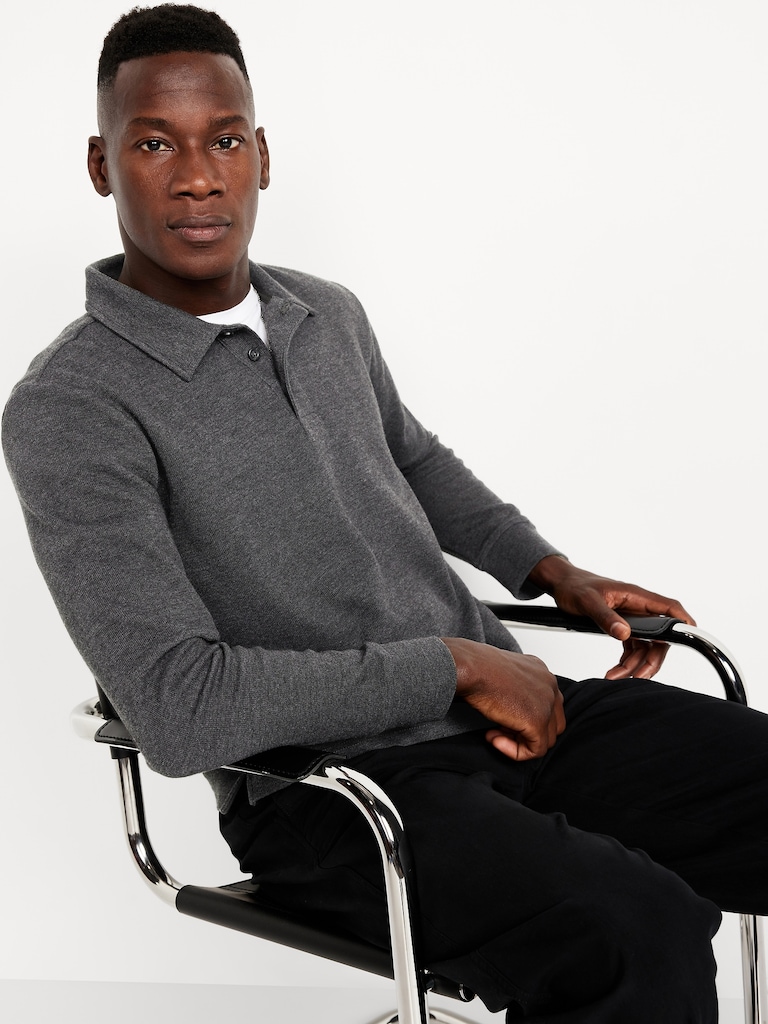 Long-Sleeve French Rib Polo