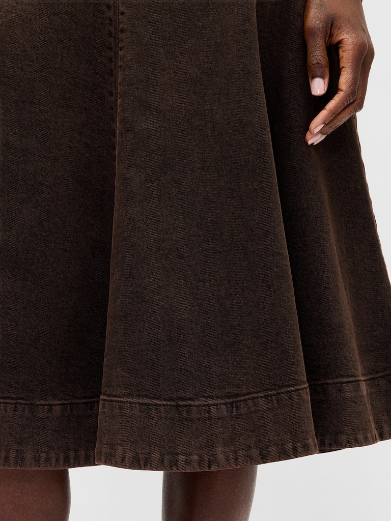 Denim Tulip Midi Skirt