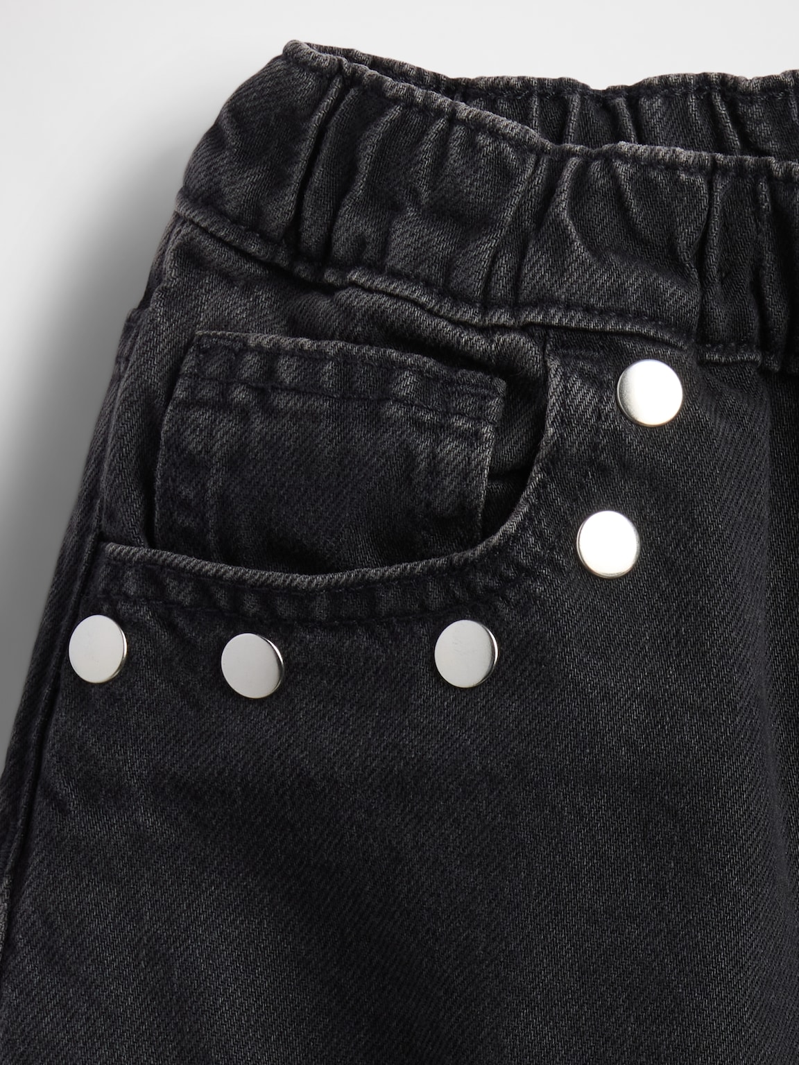 Kids High Rise Studded Easy Barrel Jeans