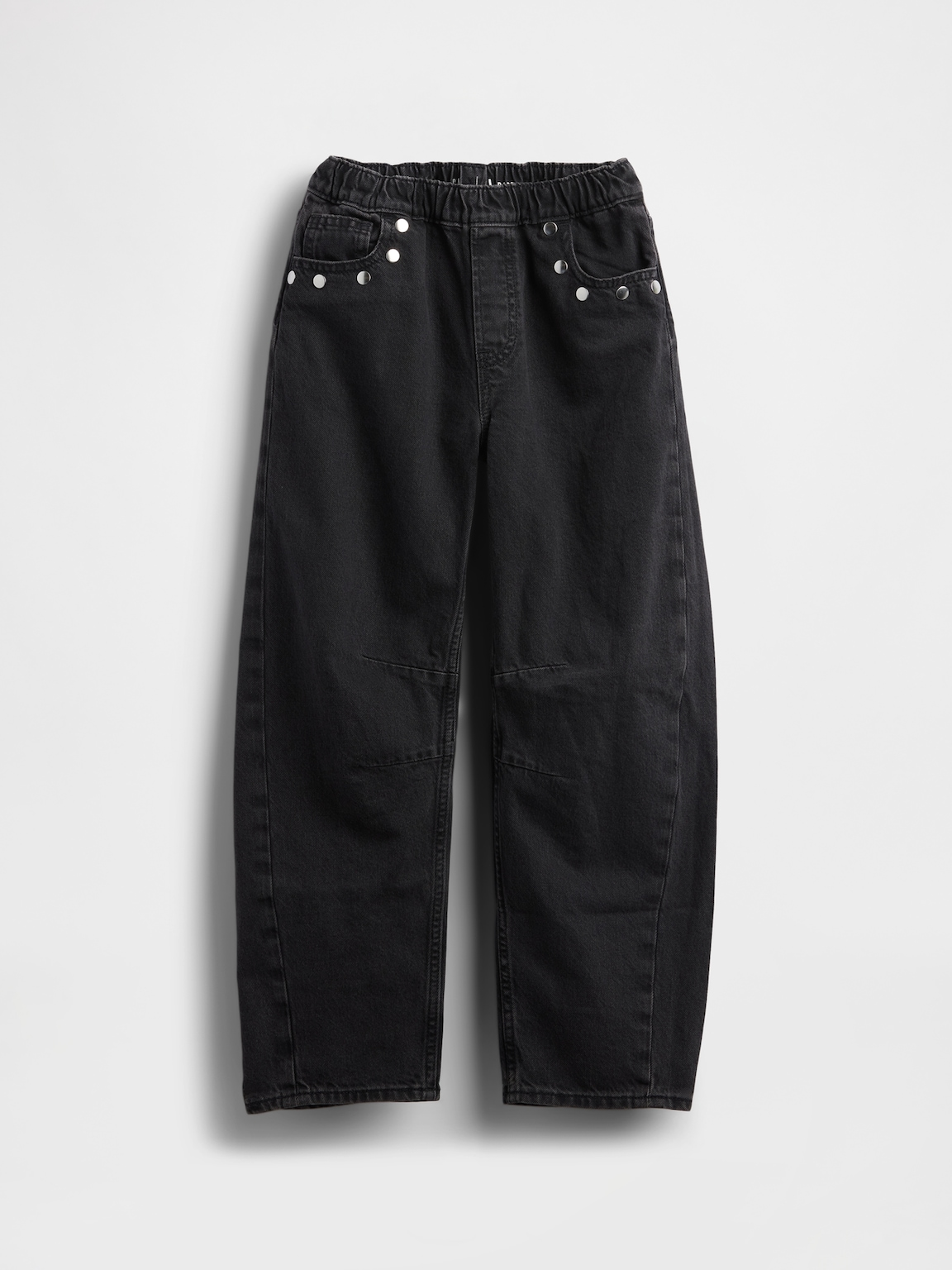 Kids High Rise Studded Easy Barrel Jeans