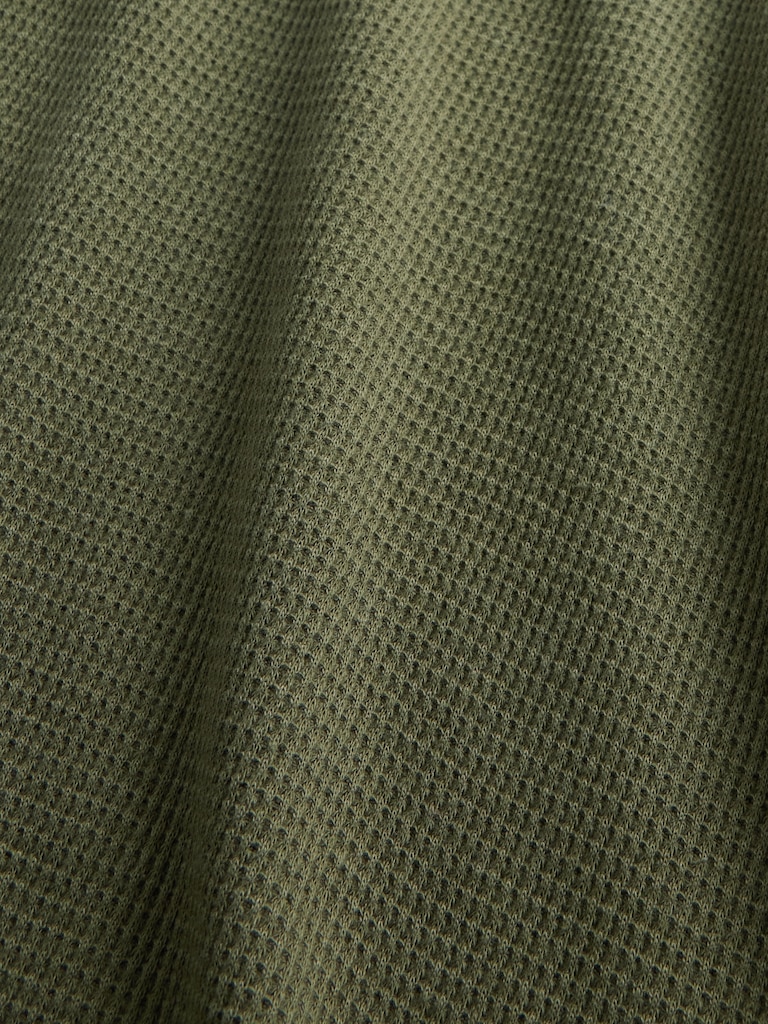 Waffle-Knit Henley T-Shirt