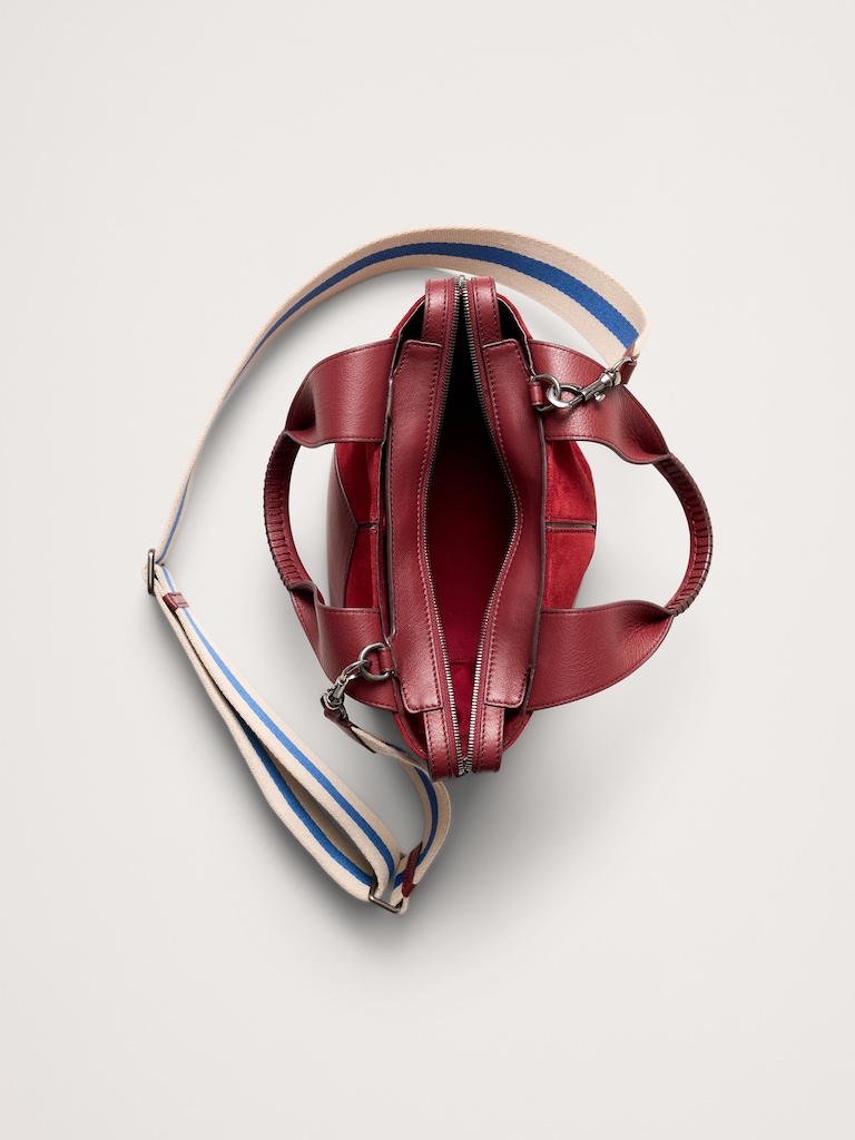 Mini fourre-tout à glissière en cuir et suède