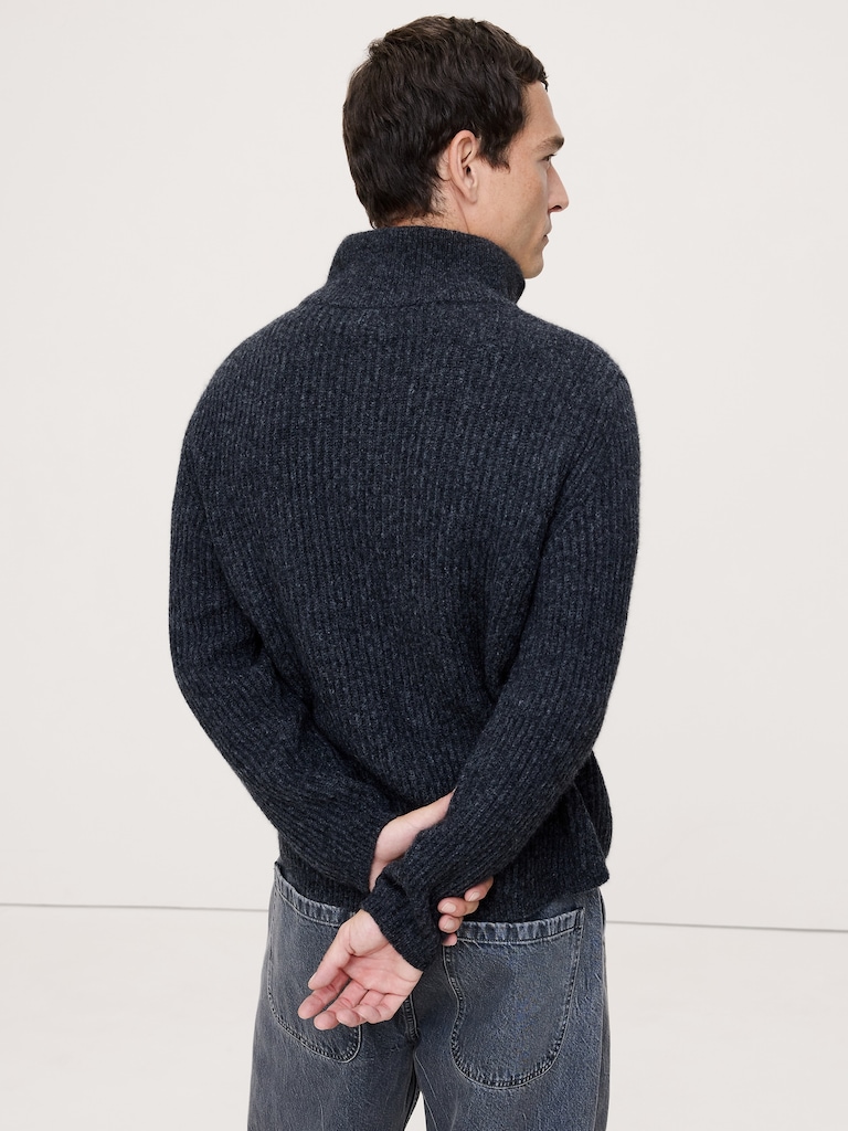 Alpaca-Wool Blend Quarter-Zip Sweater