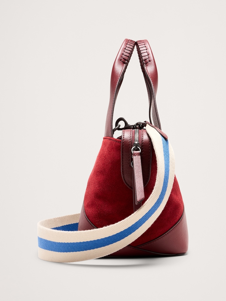 Mini fourre-tout à glissière en cuir et suède