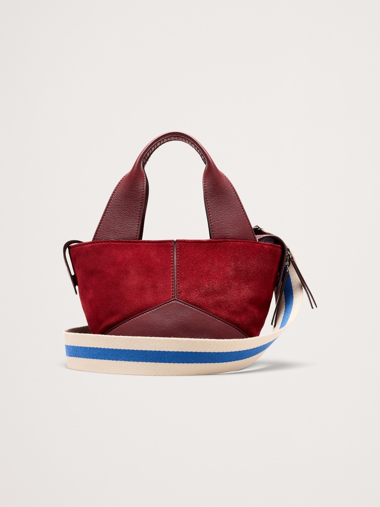 Mini fourre-tout à glissière en cuir et suède