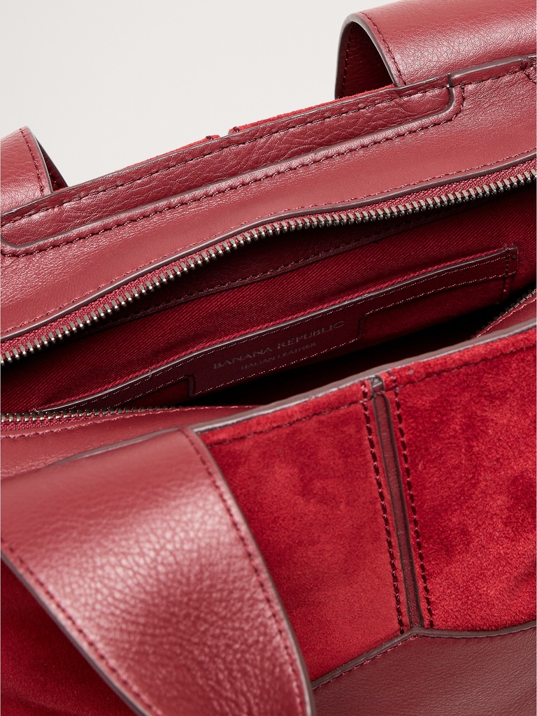 Mini fourre-tout à glissière en cuir et suède