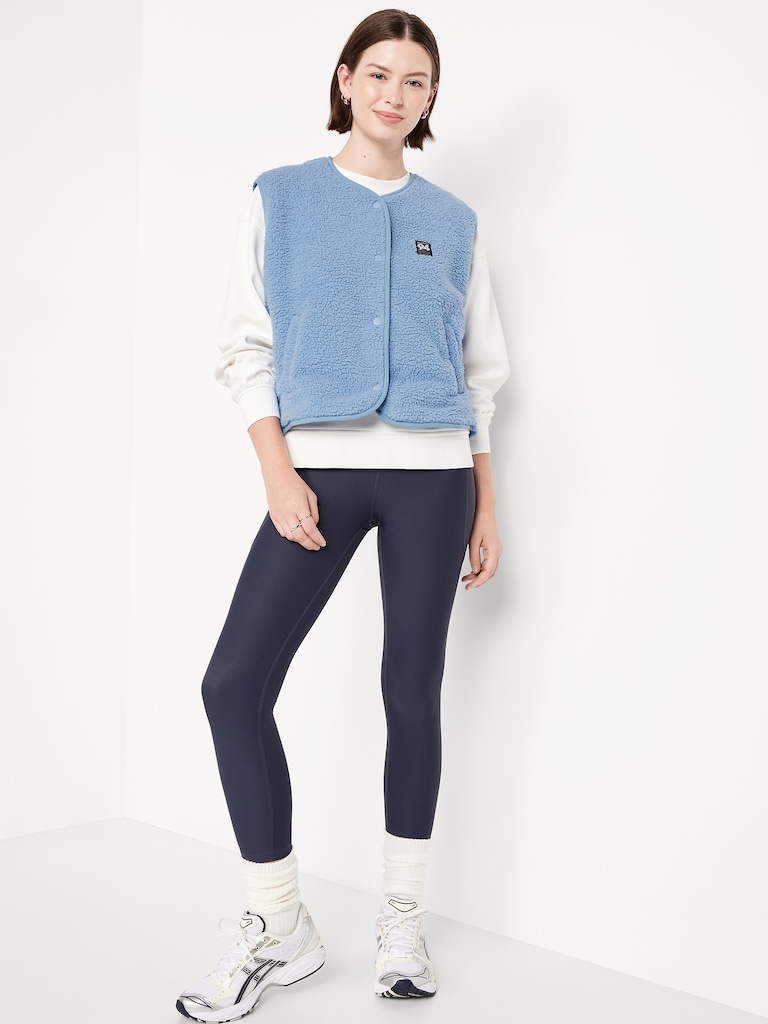 Loose Snap-Front Sherpa Vest