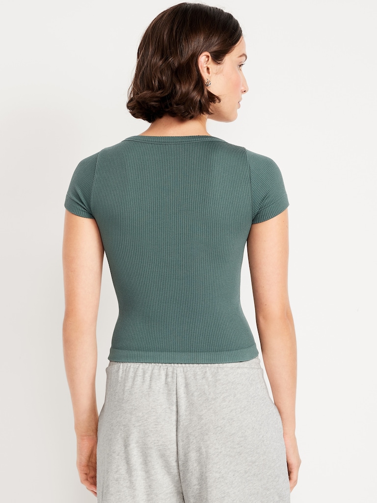 Exhale Seamless Cropped Rib T-Shirt