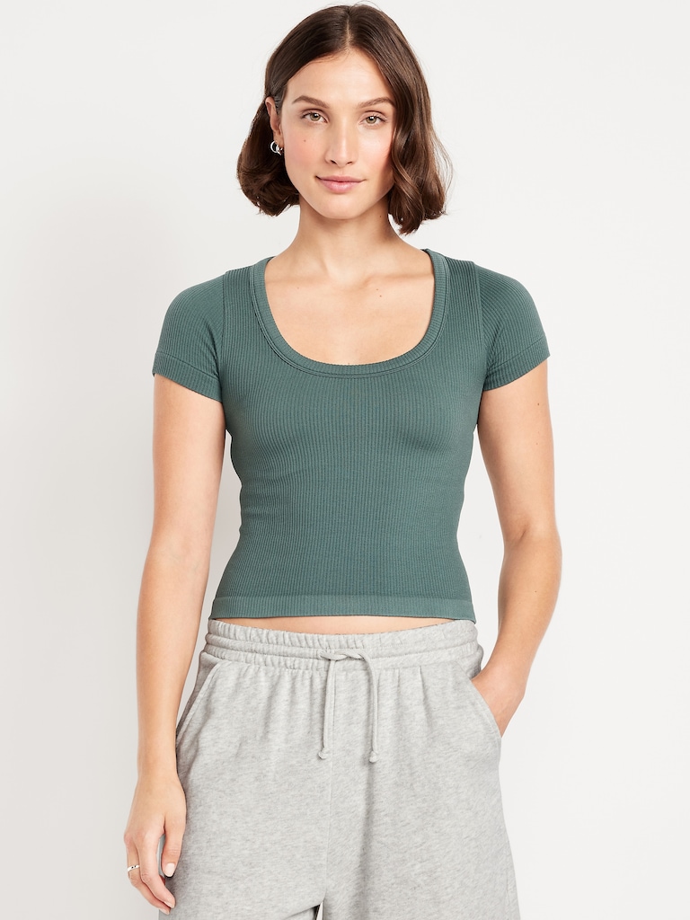 Exhale Seamless Cropped Rib T-Shirt